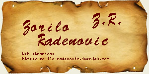 Zorilo Radenović vizit kartica